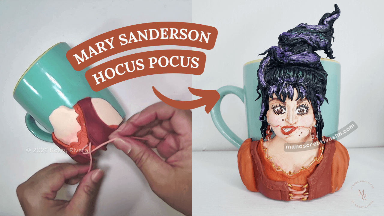 Cómo hacer a Mary Sanderson (Hocus Pocus) para taza en porcelana fría