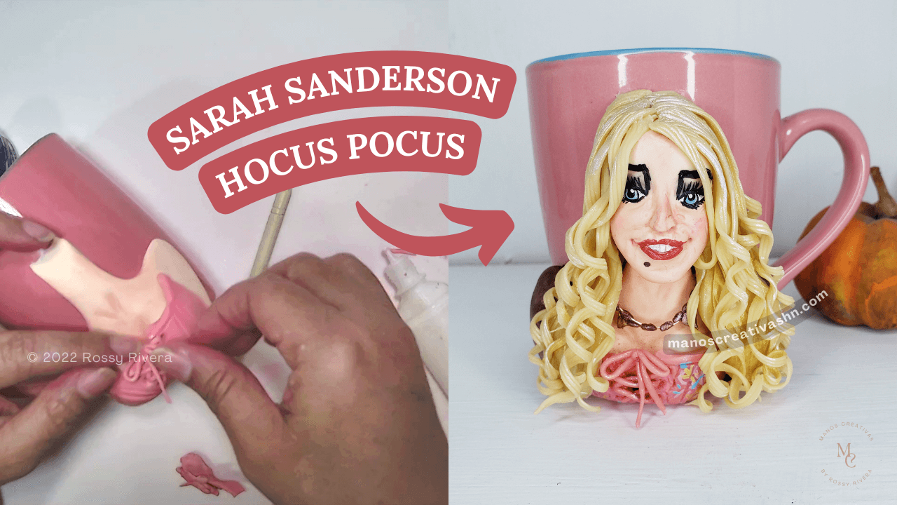 Cómo hacer a Sarah Sanderson (Hocus Pocus) para taza en porcelana fría
